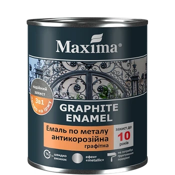 Емаль антикорозійна по металу 3в1, графітна Maxima чорний 0.75 кг
