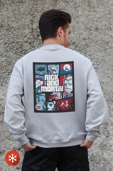 Чоловічий Утеплений Оверсайз Світшот На Флісі З Принтом Rick and Morty Gray 2XL (8055754)