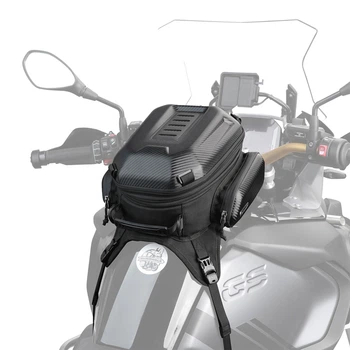Расширяемая мотоциклетная сумка на бак Rhinowalk MTR3001 объемом 15–18 л. Черная под Карбон (RWK-MTR3001-7391)