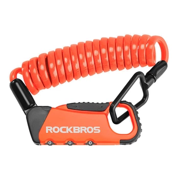 Портативний кодовий замок ROCKBROS K6N з довгим тросом | Велосипедний замок-карабін | Помаранчевий (RB-K6N-7096)