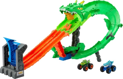 Трек Хот Вілс Монстер Траки Дракони проти Динозаврів Hot Wheels Dragon Destruction Mattel JGB06