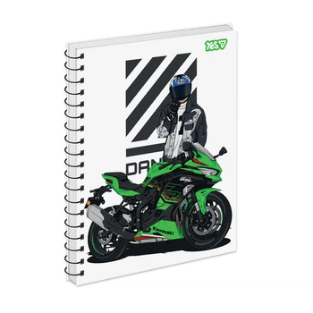 Блокнот YES А5 на спіралі тверда палітурка 80 аркушів Moto 152299 (клітинка) /152299/