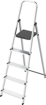 Drabina aluminiowa jednostronna ModernHome by Multistore 5 stopni składana z podestem WK4026-5 (5905817009268)