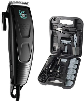 Тример для стрижки тварин Activ Pet 6 насадок Гребінець Кліпер Щітка Ножиці Пилочка PT-2274 Чорний (5901619993743)