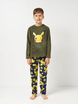 Дитяча тепла махрова піжама для хлопчика Disney Pokemon HY20070 104 см Хакі (3609088215534)