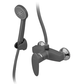 Смеситель для душевой кабины Plamix CEZAR-003 SET Graphite цвет графит из термопластика (со шлангом, лейкой и кронштейном (PM068