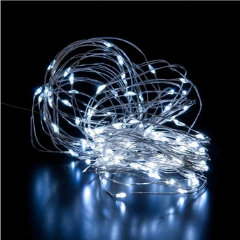 Гирлянда нить РОСА белая, 15 м, 150LED на солнечной батарее