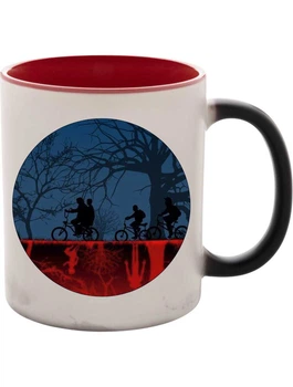 Чашка хамелеон матова чорна, червона всередині (330 мл) Stranger Things