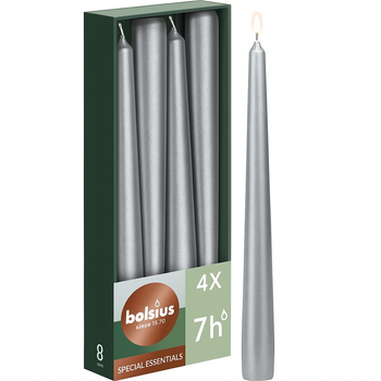 Свеча конусная Bolsius 245/24 metallic 4шт