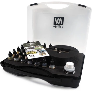 Набір акрилових фарб Vallejo Model Air Базові кольори та аерограф 29 x 17 мл (8429551711722)