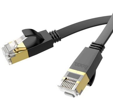 Патч-корд Hoco US07 General pure copper flat network cable (L-20M) Чорний