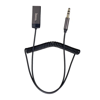 Bluetooth ресивер Hoco E78 Benefit car AUX BT receiver with cable Сірий