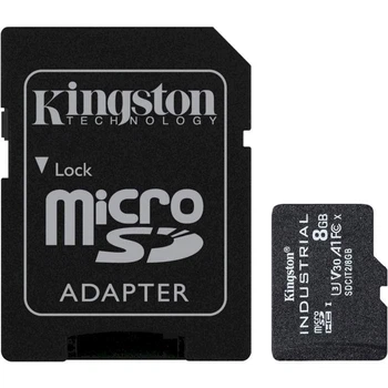 Карта памяти Kingston 8GB microSDHC Industrial C10 A1 pSLC Card + SD Adapter SDCIT2/8GB (SDCIT2/8GB)