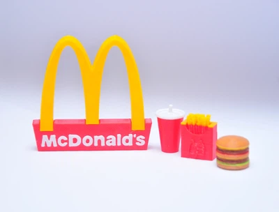 Міні набір продуктів McDonald's фаст фуд макдональдс гамбургер + емблема для ляльок MacDonald Mac big Mac cola