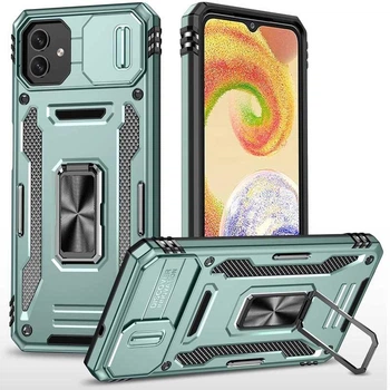 Чохол зі шторкою для камери Camshield Army Ring для Samsung Galaxy A07, ударостійкий кейс з кільцем-тримачем та функцією підставки Light Green