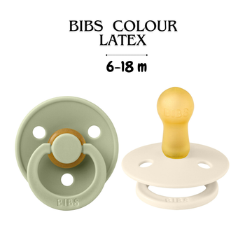 Соска BIBS 6-18 m Colour Latex Round Ivory/Sage, 2 шт S700