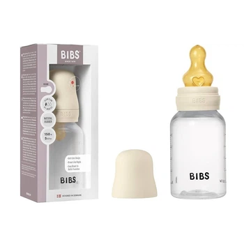 Дитяча пластикова пляшечка BIBS Baby Bottle Round Latex Ivory, 150 ml