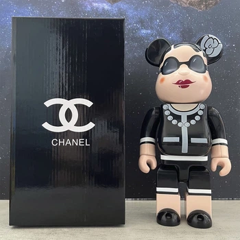 Фигурка Статуэтка медведь Беарбрик Bearbrick Chanel колекционная 28 см Черный (28323)