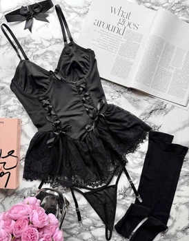 Комплект женского белья с чокером-бантиком SM2371ві Simply sexy черный S