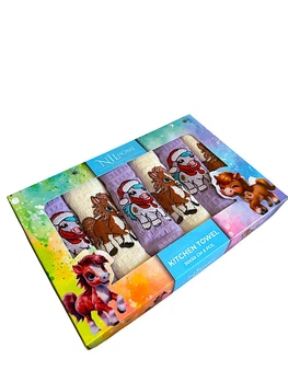 Набір 6 вафельних рушників Nilteks кухонні 30х50 см New Year's horse різнобарвний TC303376101