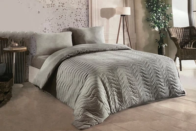 Покрывало Varol Grey Евро 200х220 см + Простынь на резинке 160 x 200 + 30 см + Наволочки 50 х 70 см 2 шт Поликоттон (TC303375805)
