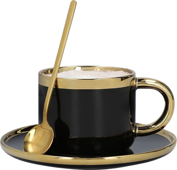 Чашка Homla Sinnes з блюдцем та ложечкою чорна 0.2 л (5902869978061)