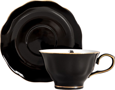 Filiżanka ze spodkiem Homla Barik czarna z krukiem 150 ml (5906496750458)