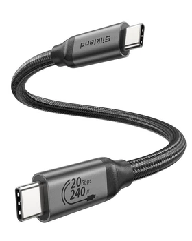 Кабель Silkland USB C 20Gbps (0.3м), 240W PD, USB 3.2 Gen 2x2, 5K/4K 60Hz, для SSD, eGPU, Dock
