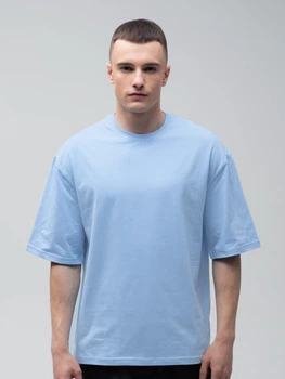 Футболка бавовняна довга чоловіча Ray U0104M-Sky Blue 2XL-3XL Блакитна (RAY2000000026992)