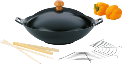 Zestaw Kela Asia wok żeliwny 36 cm + akcesoria 5 el (4025457779435)