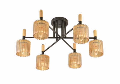 Декоративная люстра NTEREES IS W70418-6 BK+WOOD