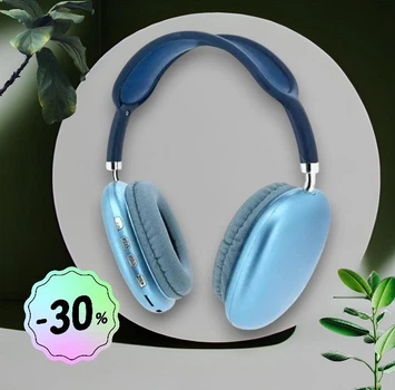 Беспроводные полноразмерные Bluetooth наушники Macaron P9 Max, стерео звучание, беспроводное подключение для телефона, компьютера, ноутбука, Blue