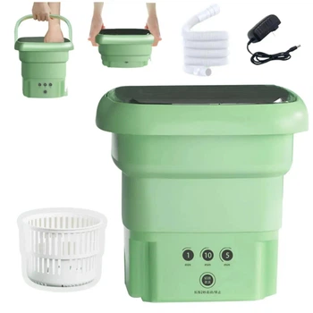 Складна пральна машинка Maxtop, Silicon washing machine 10 л, портативна ультразвукова пральна машинка з функцією озонової стерилізації, Зелена
