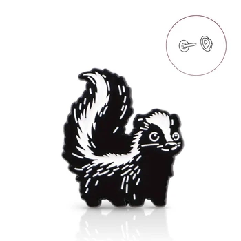 Значок (пин) BROCHE брошь бижутерия Животные Скунс чёрный BRGV115132