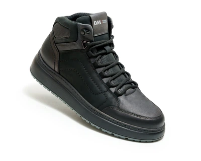 Черевики чоловічі шкіряні Gray Black Dav Shoes чорний із сірим 44