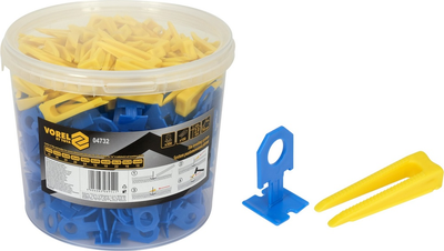 Система вирівнювання плитки VOREL кліпси + клини 2 мм 300 + 100 шт. 04732 (5906083089541)
