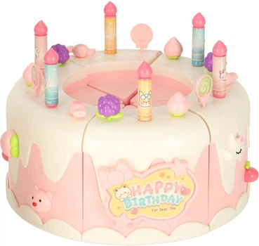 Tort urodzinowy Lenca Toys Piętrowy do krojenia Muzyka i światła 16 elementów Różowy (5903039767591)