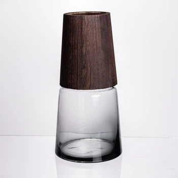 Ваза для цветов конусная стеклянная Light House LG-30210-2300 прозрачная с подпалом 28 см 2,3 л