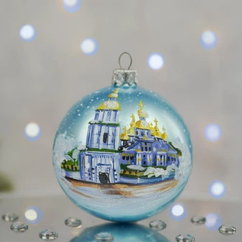Новогодний шар на елку Santa Shop Михайлівський Золотоверхий Собор Бирюзовый 10 см (4820001180343)