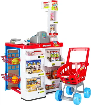 Sklep dla dzieci Shantou Supermarket stragan wózek na zakupy z akcesoriami KX6394 (5903039709645)