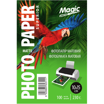 Матовая фотобумага 10x15, 230 г./м. Magic (100 листов) Superior Фотобумага матовая для принтера 230 грамм