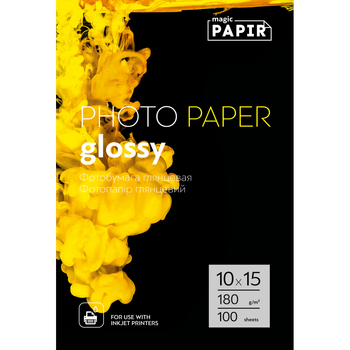 Глянцевая фотобумага 10x15, 180 г./м. PAPIR (100 листов) Фото бумага для принтера 180 грамм.