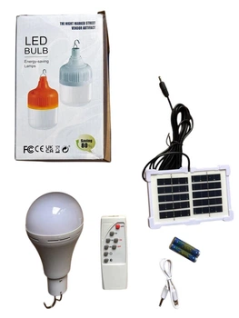 Портативная LED лампа со встроенным аккумулятором, USB/Solar зарядная панель, пульт