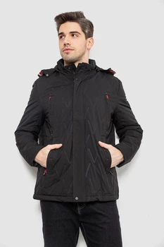 Куртка мужская демисезонная с капюшоном, цвет черный, 244RL9159AL, AGER, размер M