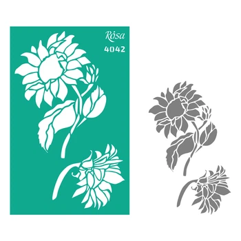 Трафарет многоразовый самоклеющийся Rosa № 4042 Цветы 13x20 см (GPT500831793)