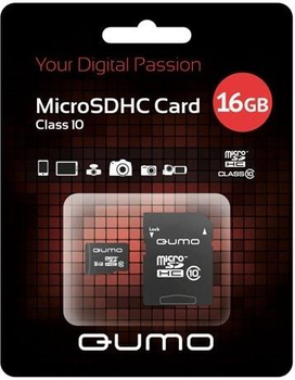Карта памяти Qumo 16 GB microSDHC class 10 + SD adapter