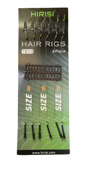 Готові коропові повідці HIRISI Hair Rigs, розмір №8 (6 штук) + стопора