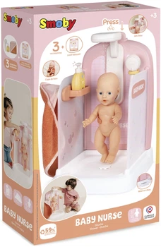 Ігровий набір Smoby Baby Nurse Душова кабіна з подачею води та аксесуарами Теракотова пудра (7600220399) (3032162203996)