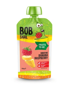 Пюре фруктовое Bob Snail "Смузи Банан-Малина" пастеризованное, 120 г