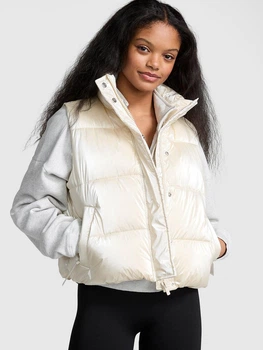 Жіночий жилет Victoria's Secret (866866402928) High Shine Marshmallow Puffer Vest L білий